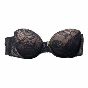 #3405 Victoria's Secret BioFit Multi-Way Lined Strapless Bra 34C Black Underwire